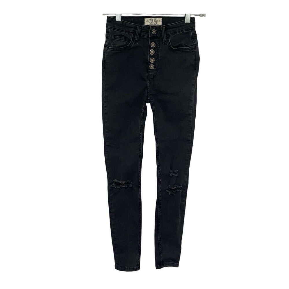 WE THE FREE Sabrina‎ Distressed Super Skinny Jeans Black size 25